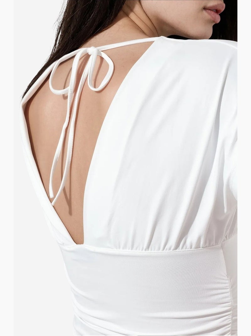 T-shirt corta aderente con laccio manica corta busem Bianco - Kiabi