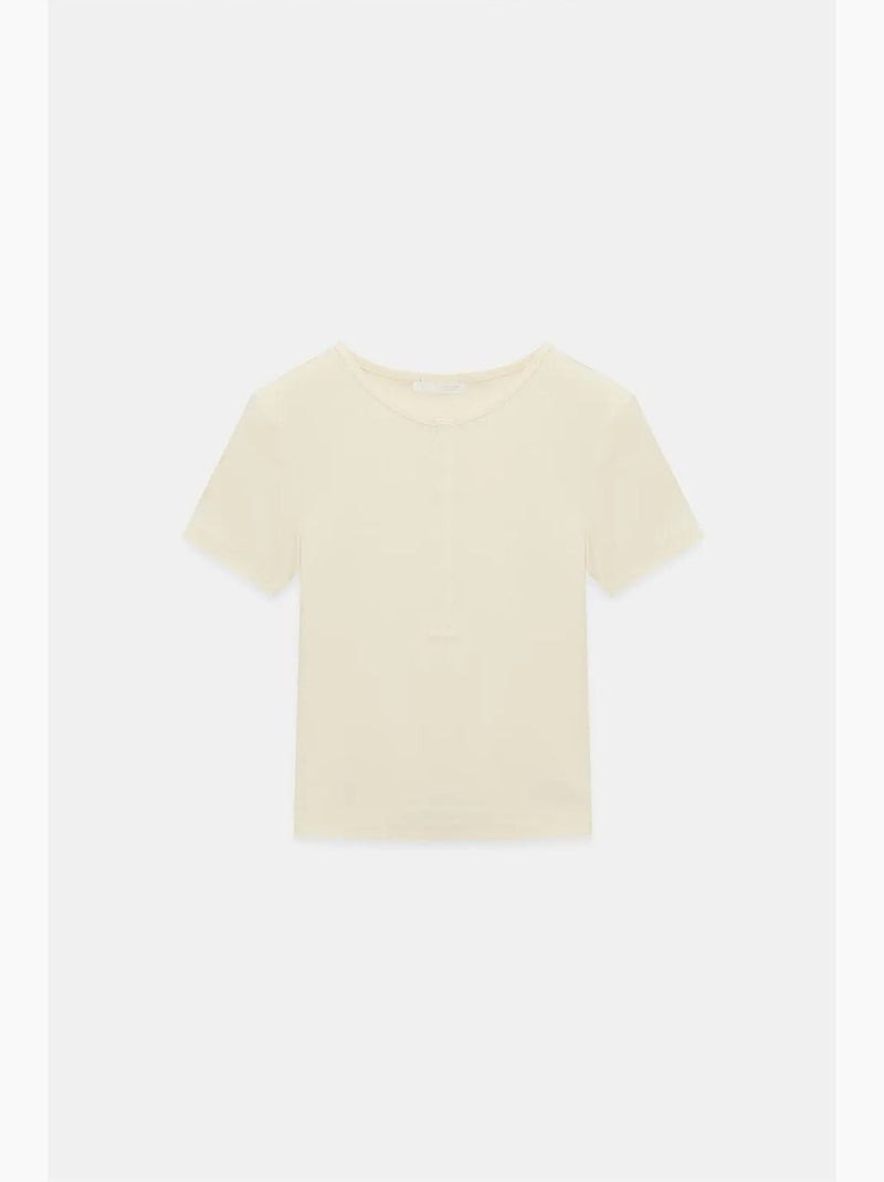 T-shirt corta aderente maglia manica corta dilvin Beige argilla - Kiabi