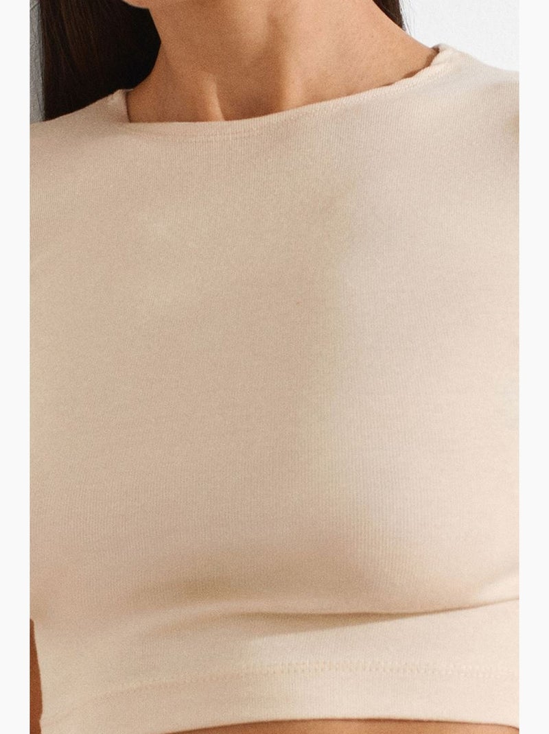 T-shirt corta aderente maglia manica corta dilvin Beige naturale - Kiabi