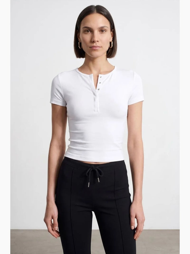 T-shirt corta aderente maglia manica corta dilvin Bianco - Kiabi