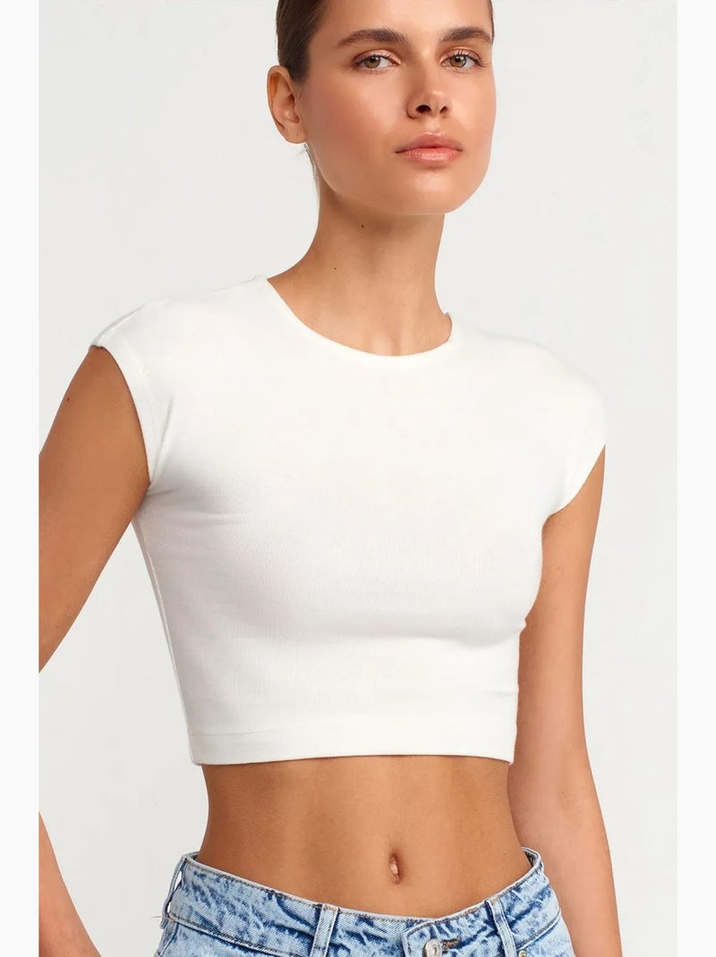 T-shirt corta aderente maglia manica corta dilvin Bianco sporco - Kiabi