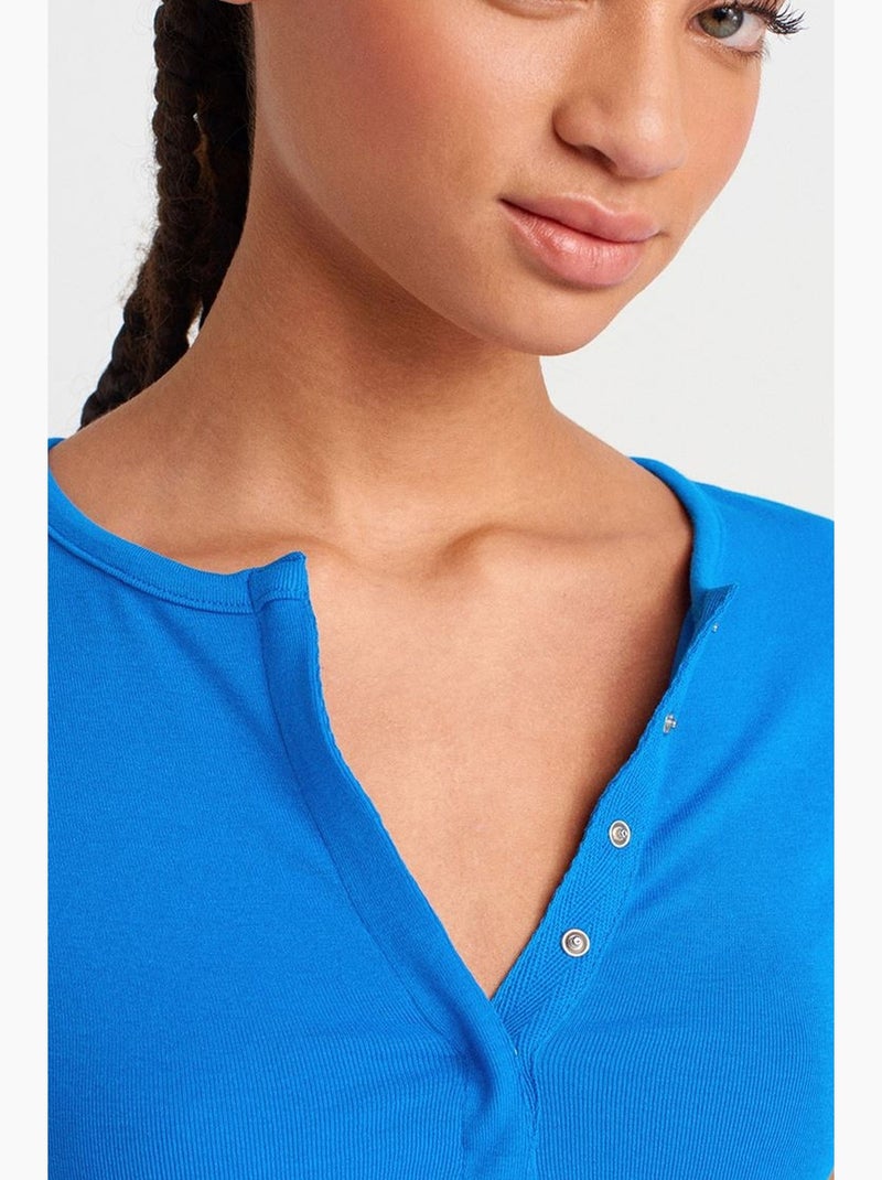 T-shirt corta aderente maglia manica corta dilvin Blu cobalto - Kiabi