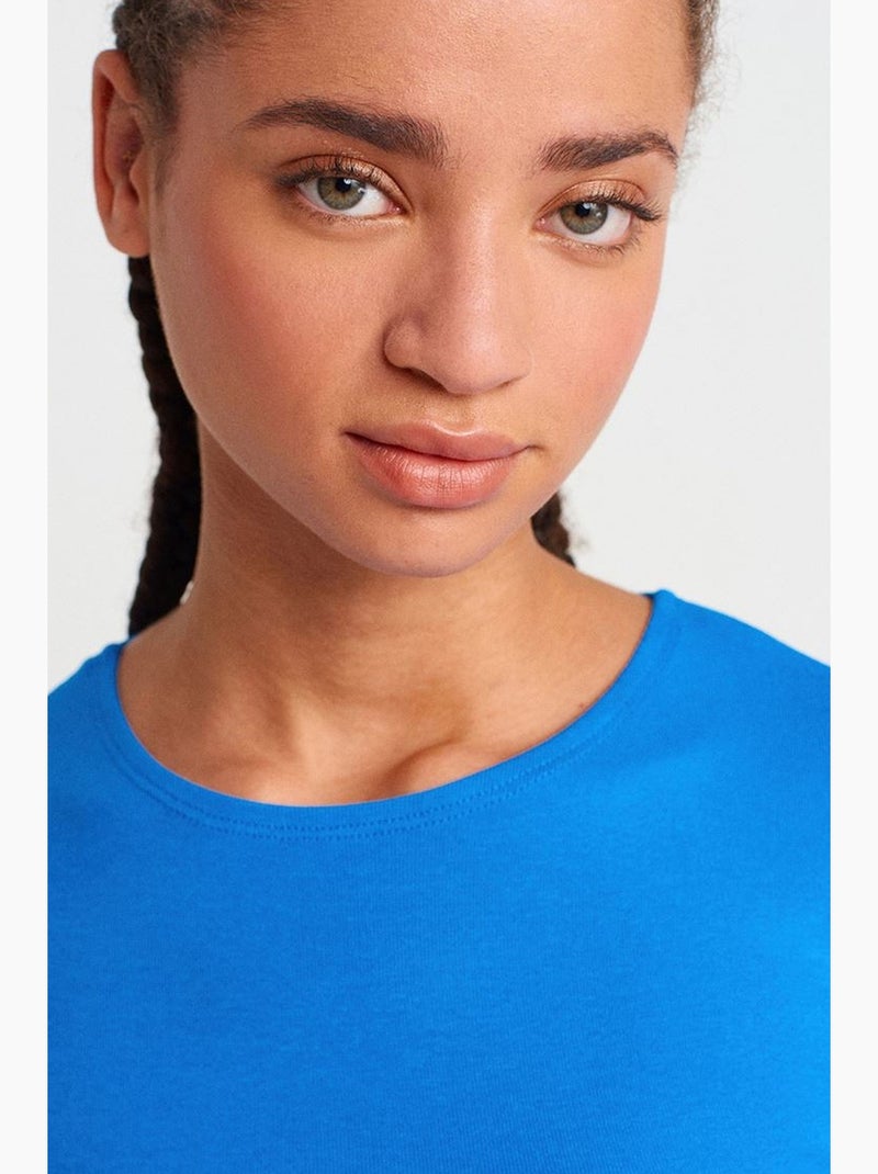 T-shirt corta aderente maglia manica corta dilvin Blu elettrico - Kiabi