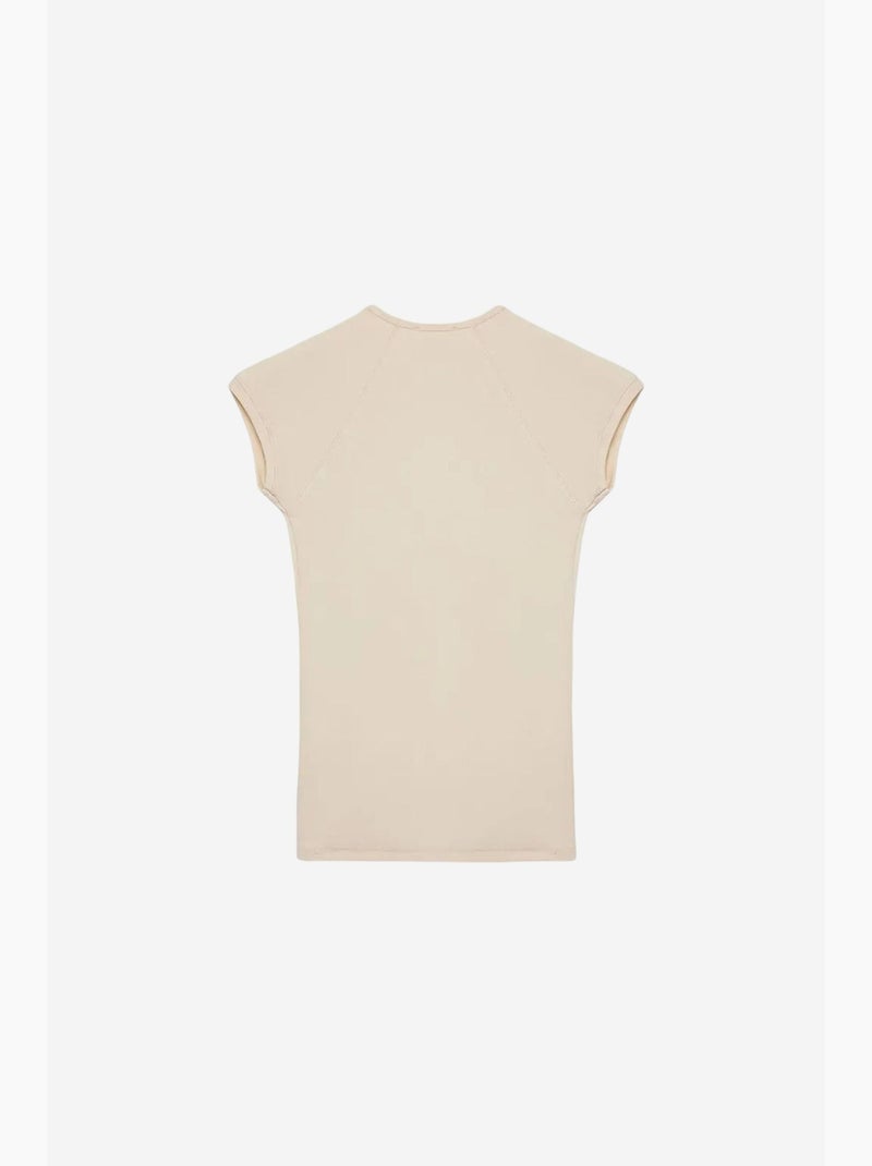 T-shirt corta aderente maglia manica corta dilvin Crema - Kiabi