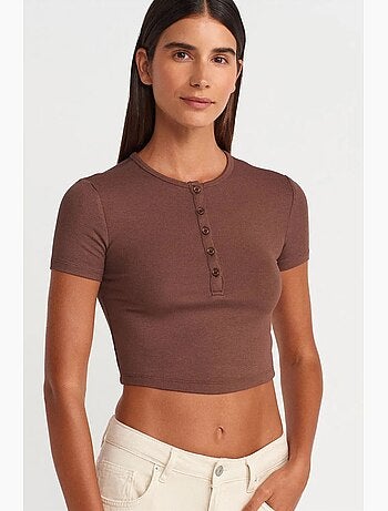 T-shirt corta aderente manica corta con bottoni dilvin