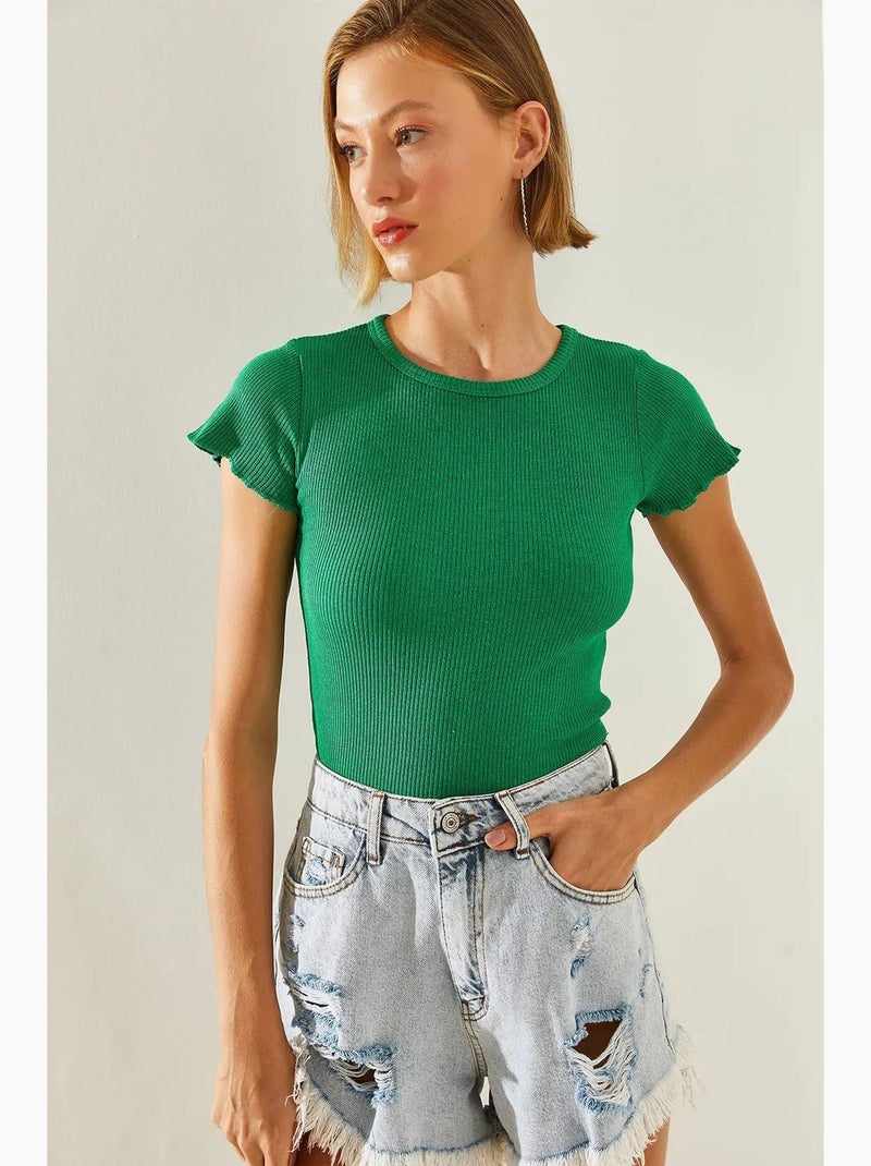 T-shirt corta basic manica corta lucci Verde - Kiabi