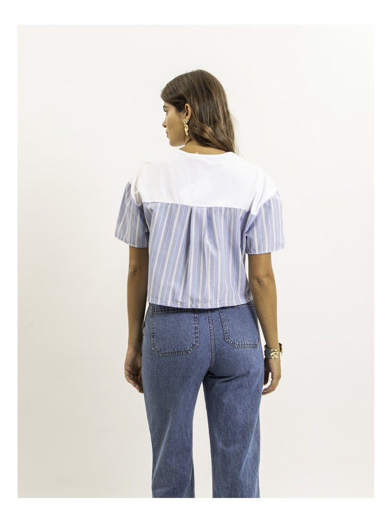T-shirt corta bimateriale FABO Bianco - Kiabi