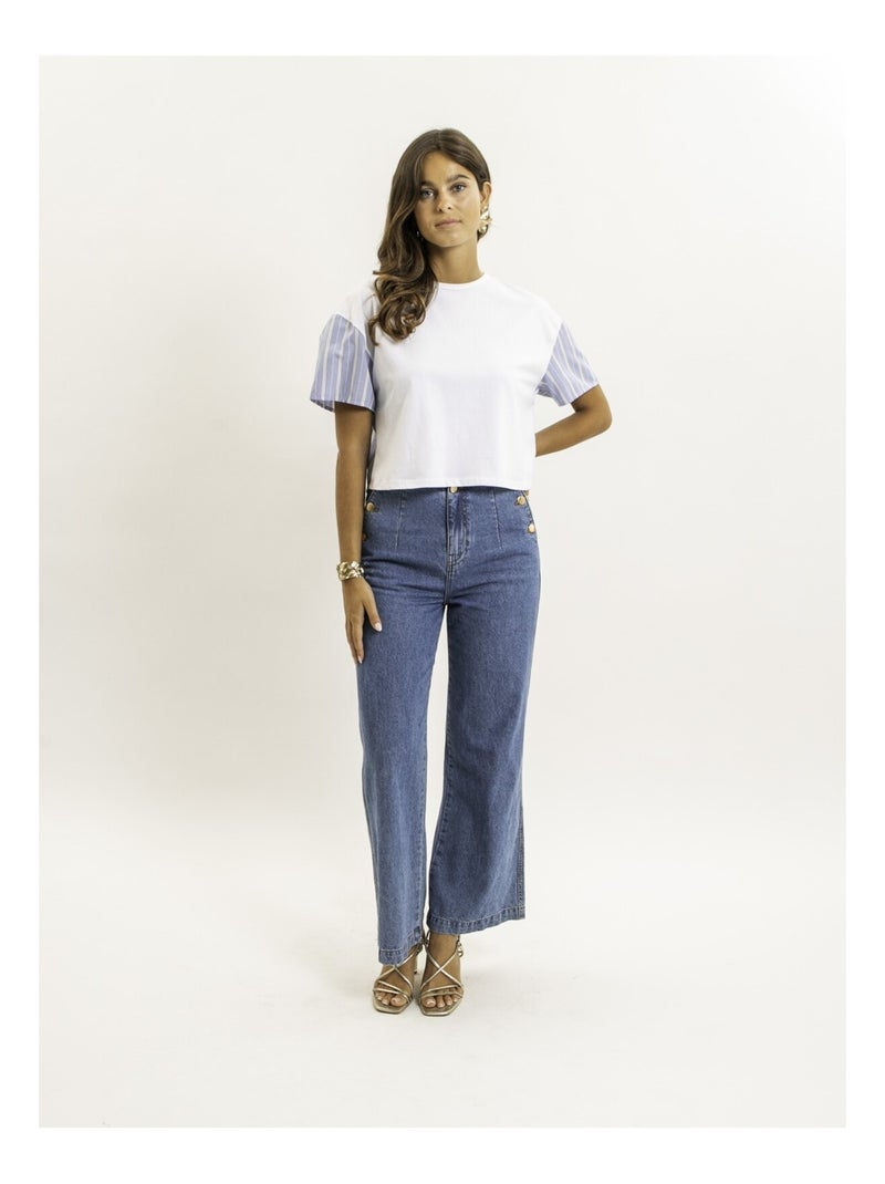 T-shirt corta bimateriale FABO Bianco - Kiabi