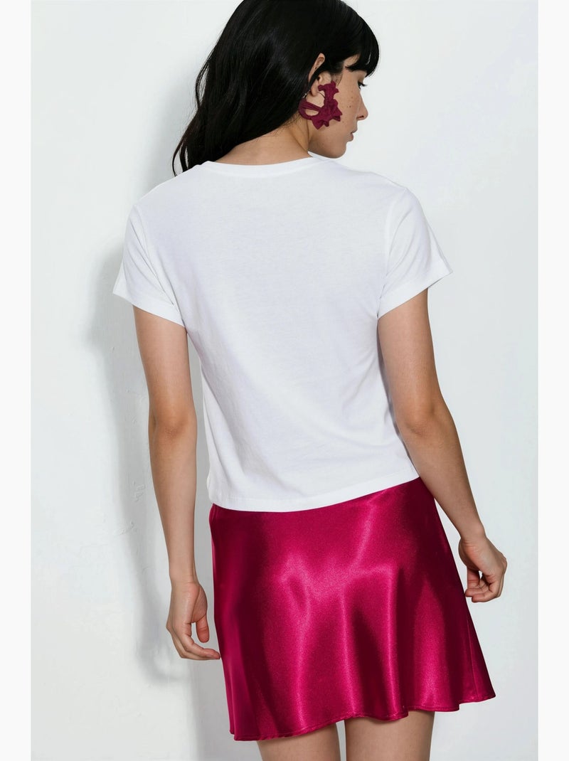 T-shirt corta con girocollo e stampa busem Bianco - Kiabi