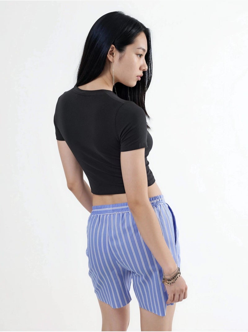 T-shirt corta con scollo rotondo busem Nero - Kiabi