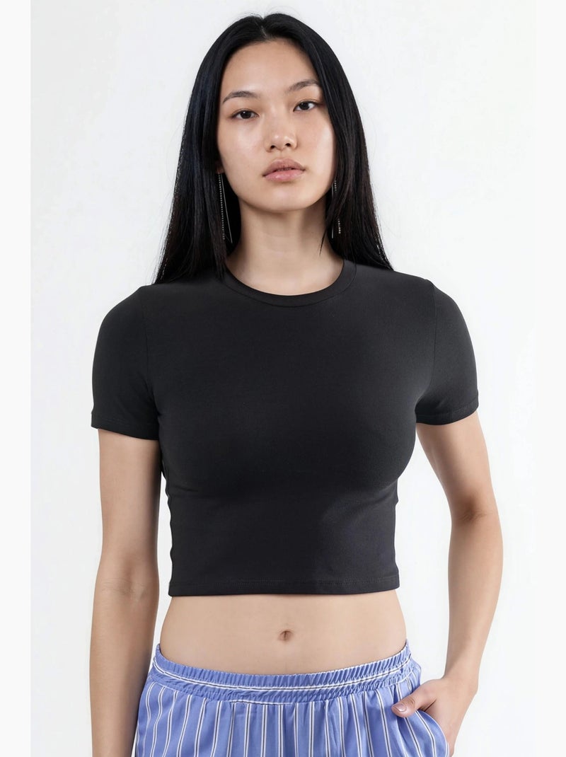 T-shirt corta con scollo rotondo busem Nero - Kiabi