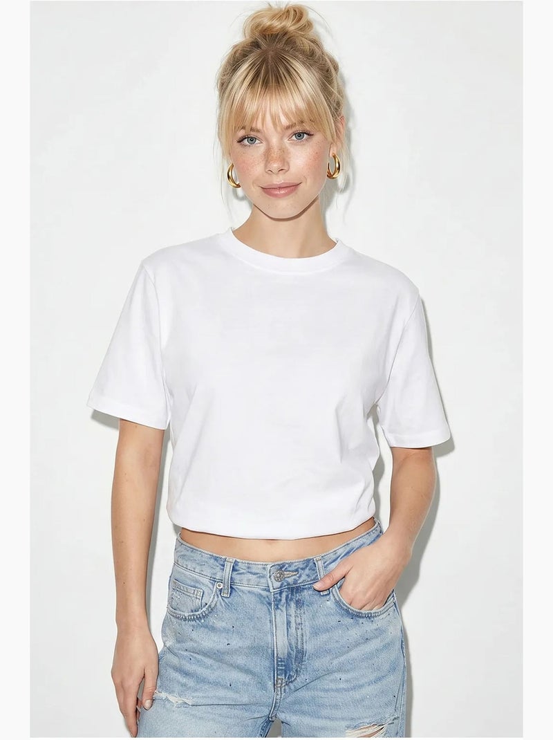 T-shirt corta da donna con girocollo lucci Bianco - Kiabi