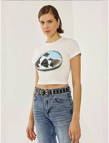 T-shirt corta in cotone stampato hiccup