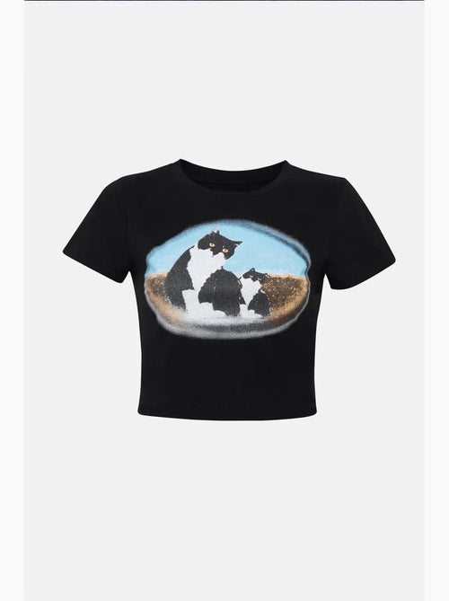 T-shirt corta in cotone stampato hiccup - Kiabi