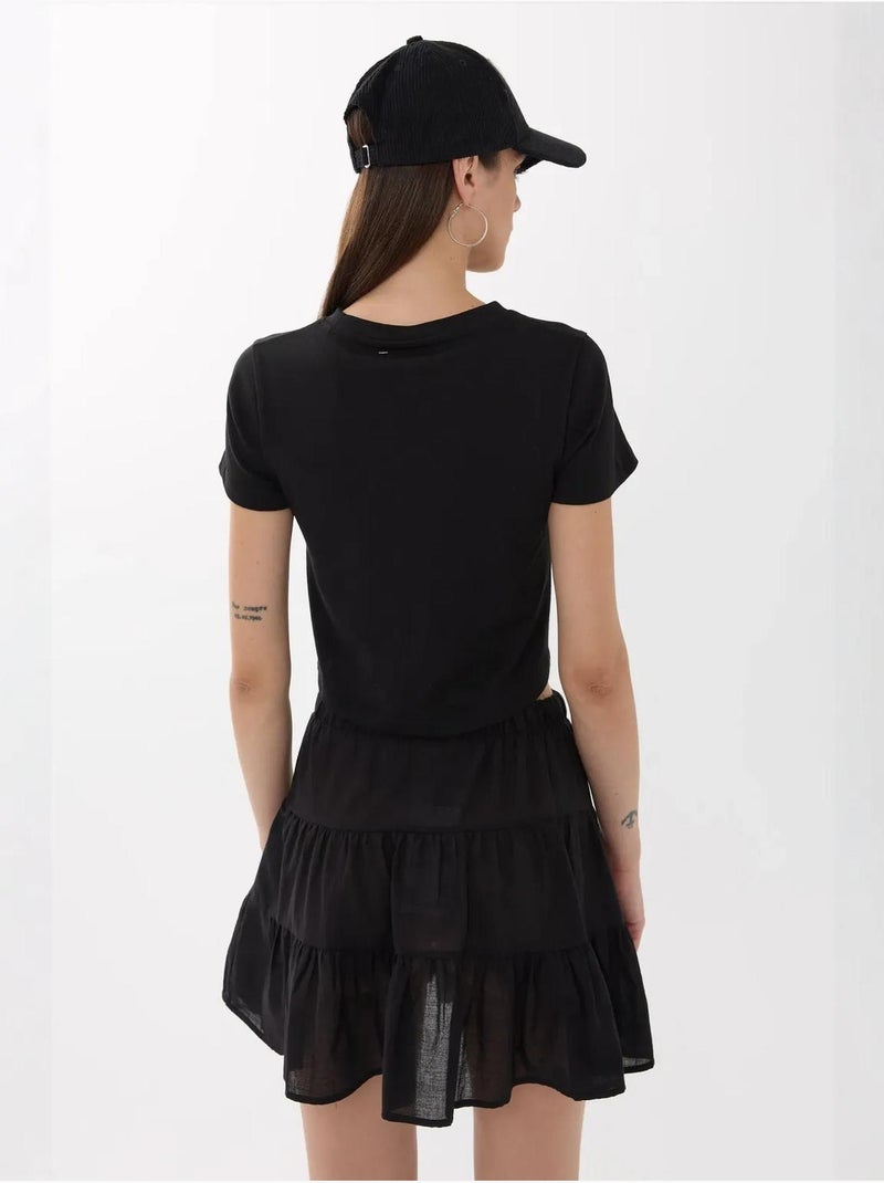 T-shirt corta in cotone stampato hiccup Nero - Kiabi