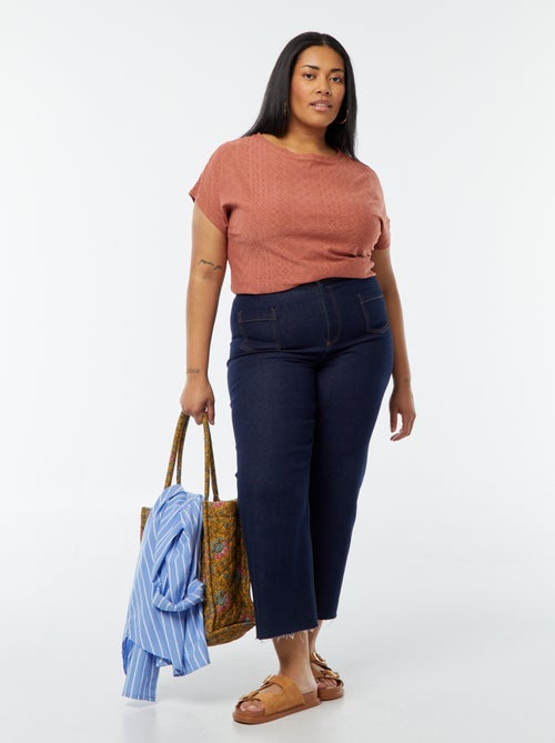 T-shirt corta in maglia traforata a maniche corte - Kiabi