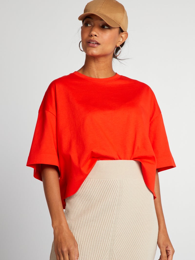 T-shirt corta oversize Arancione - Kiabi