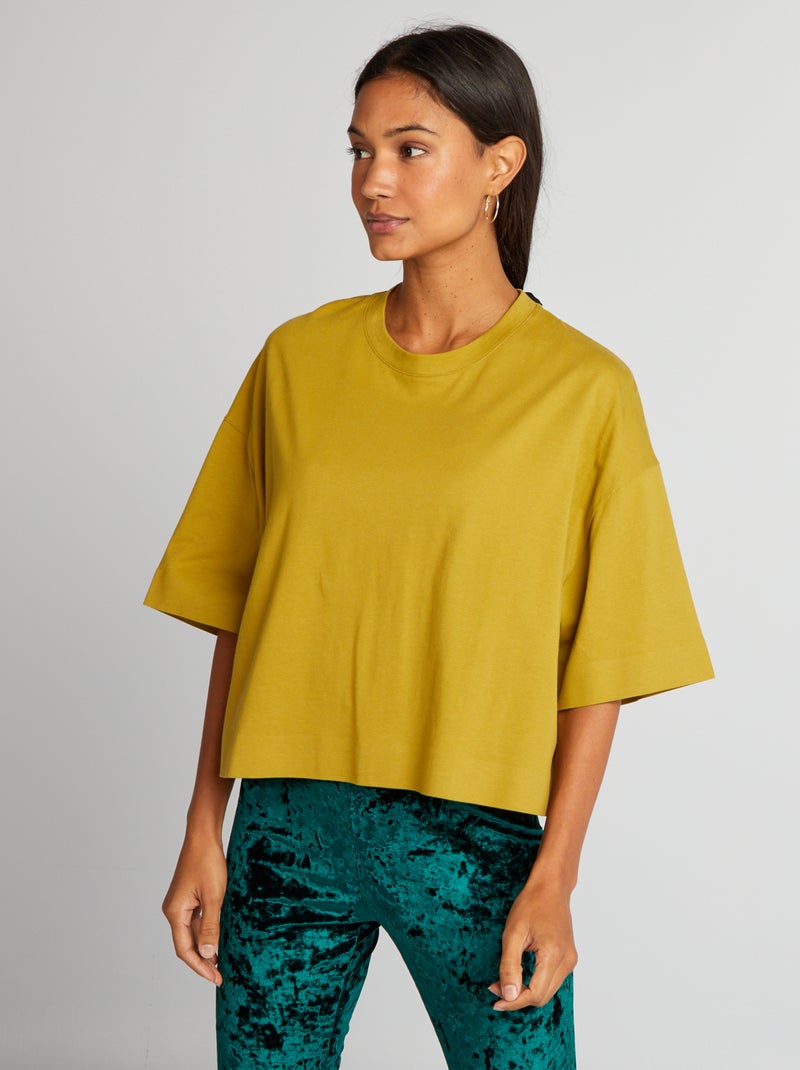 T-shirt corta oversize Giallo senape - Kiabi