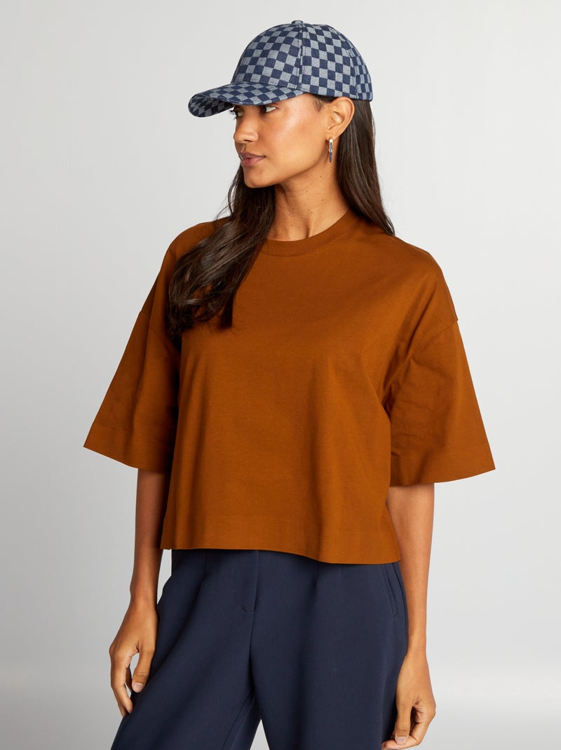 T-shirt corta oversize Marrone - Kiabi