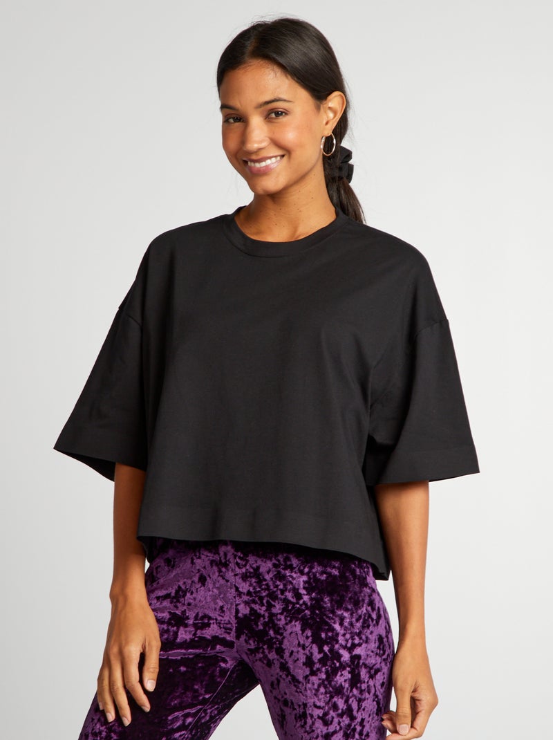 T-shirt corta oversize nero - Kiabi