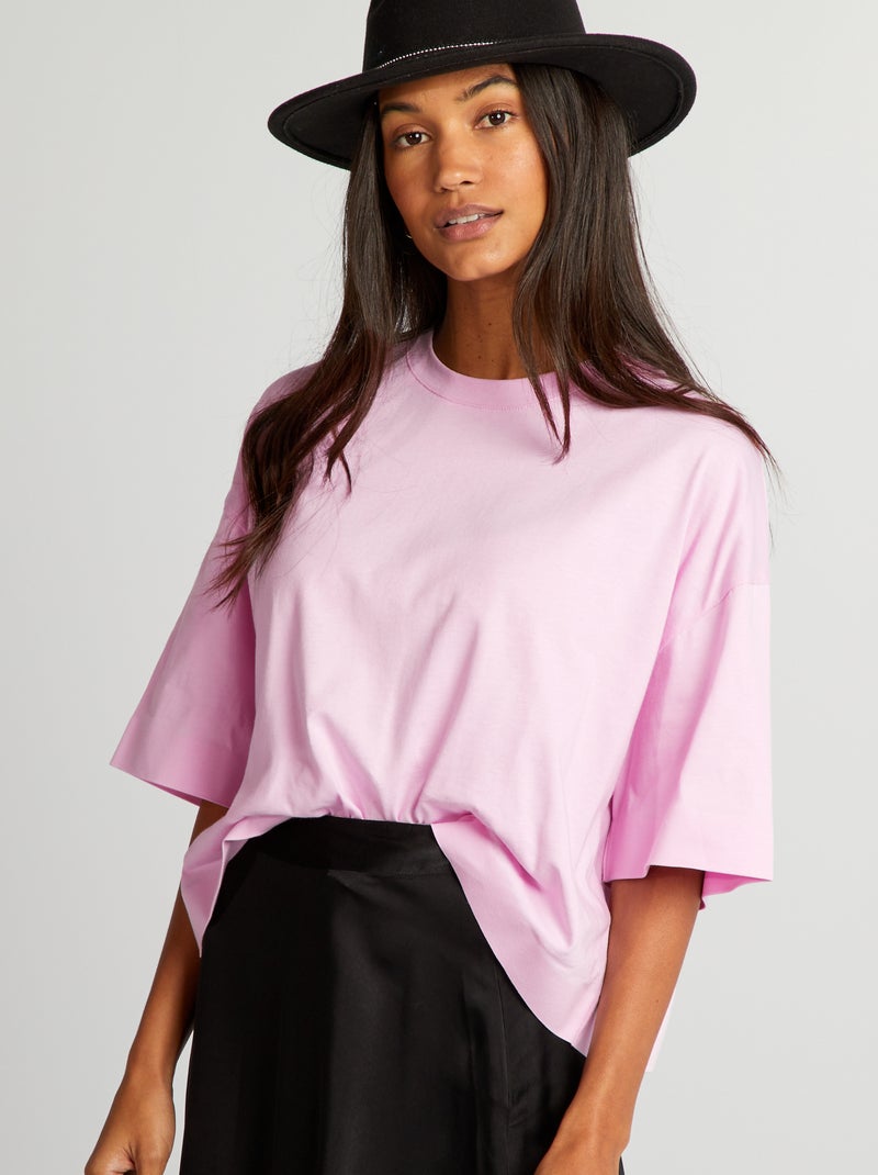 T-shirt corta oversize Rosa - Kiabi