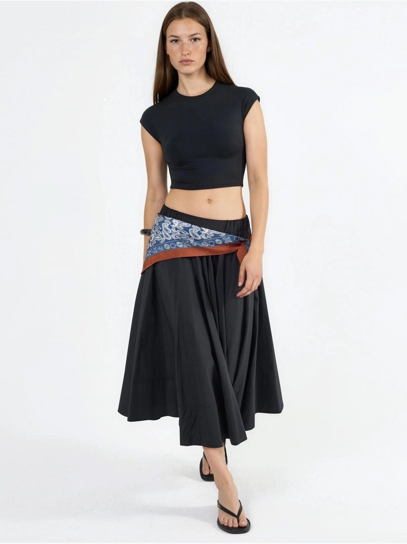 T-shirt corta tinta unita con girocollo busem Nero - Kiabi
