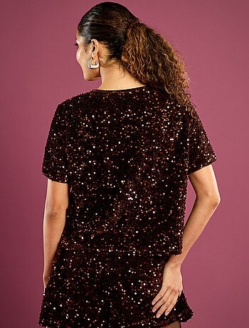 T-shirt corto con paillettes
