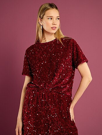 T-shirt corto con paillettes