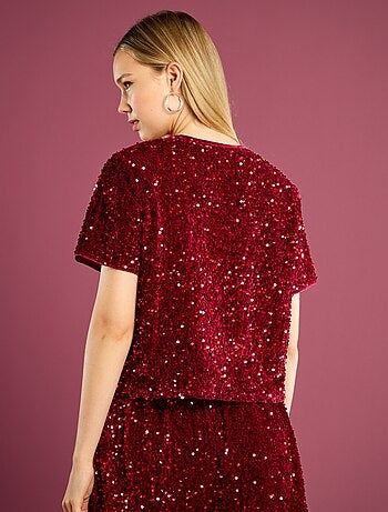 T-shirt corto con paillettes