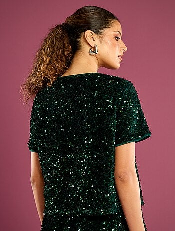 T-shirt corto con paillettes