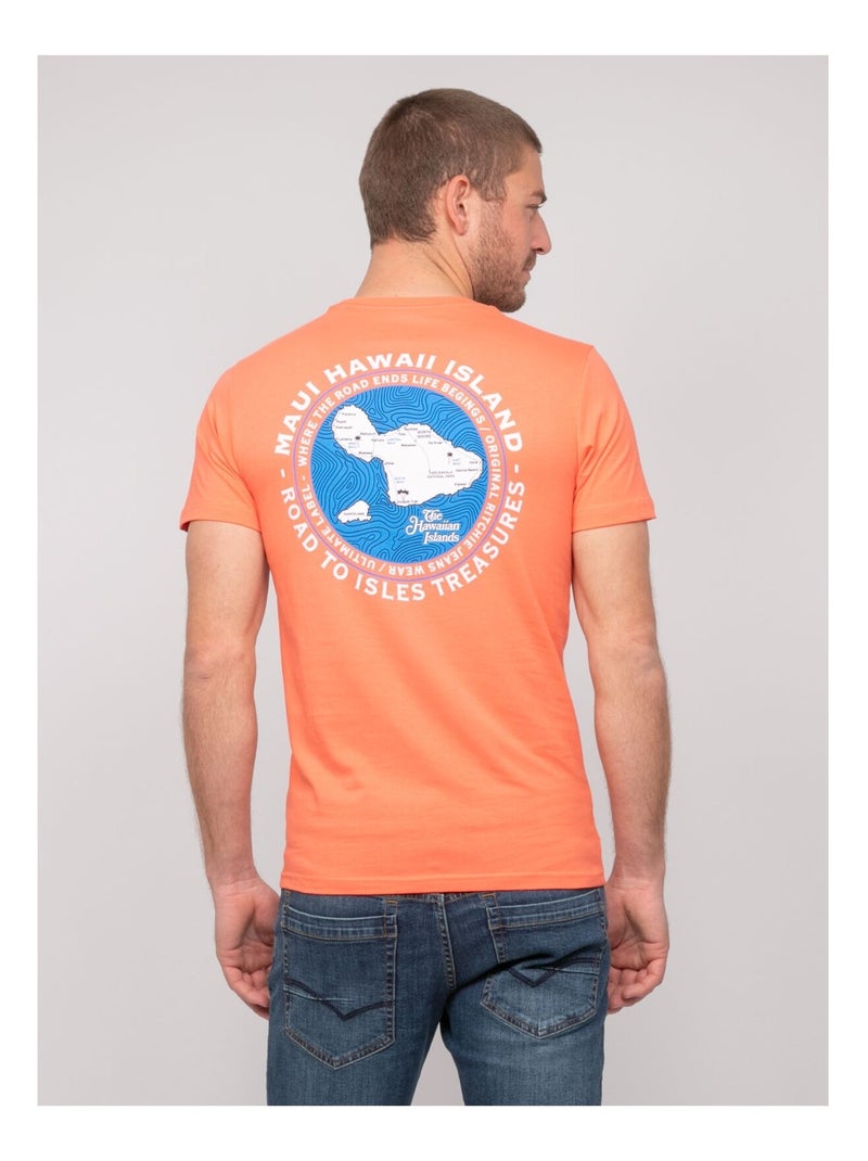 T-shirt cotone con motivi NANTORIN Arancione corallo - Kiabi