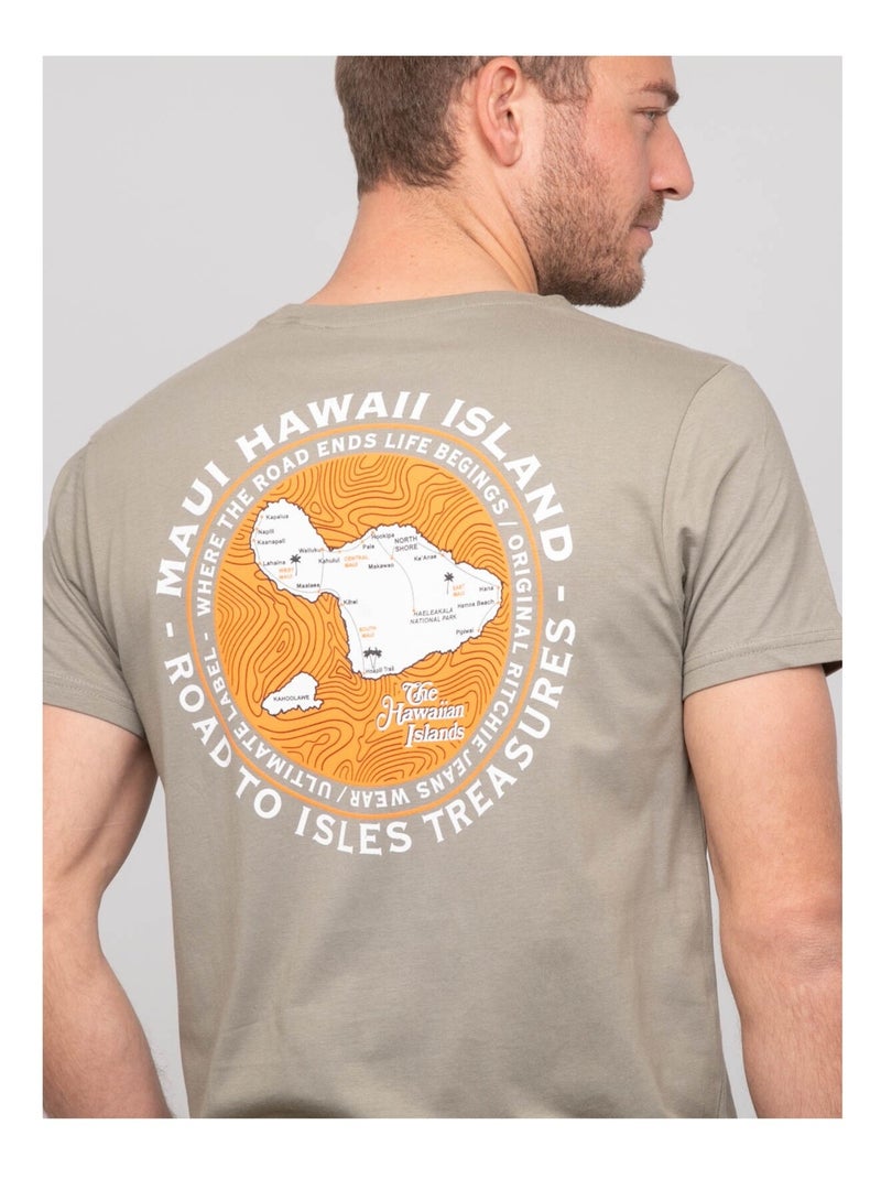 T-shirt cotone con motivi NANTORIN Cachi - Kiabi