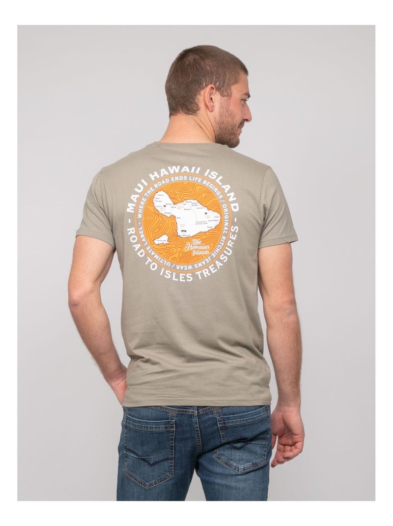 T-shirt cotone con motivi NANTORIN Cachi - Kiabi