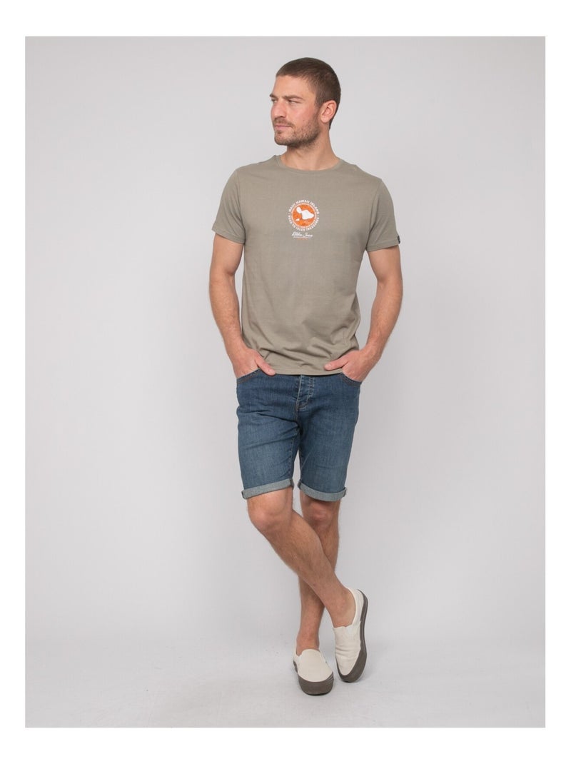 T-shirt cotone con motivi NANTORIN Cachi - Kiabi