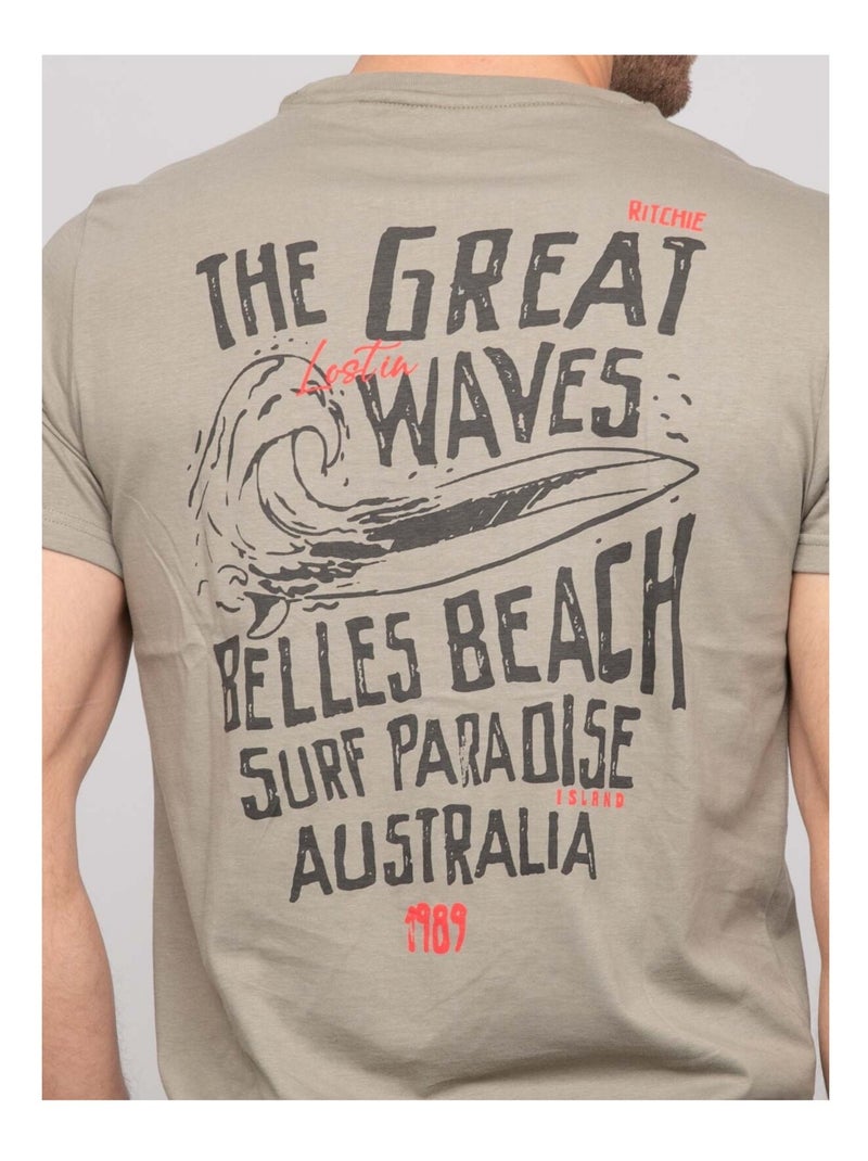 T-shirt cotone con motivi NARNAGE Cachi - Kiabi