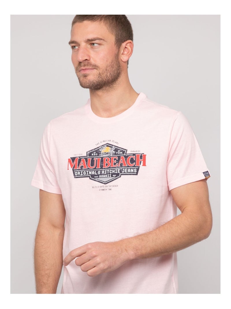 T-shirt cotone con motivi NELIOTE Rosa - Kiabi