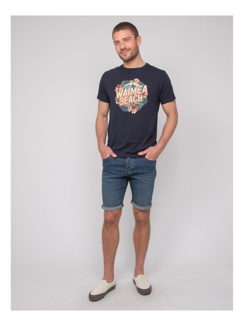 T-shirt cotone con motivi NEWILMO Blu marino - Kiabi