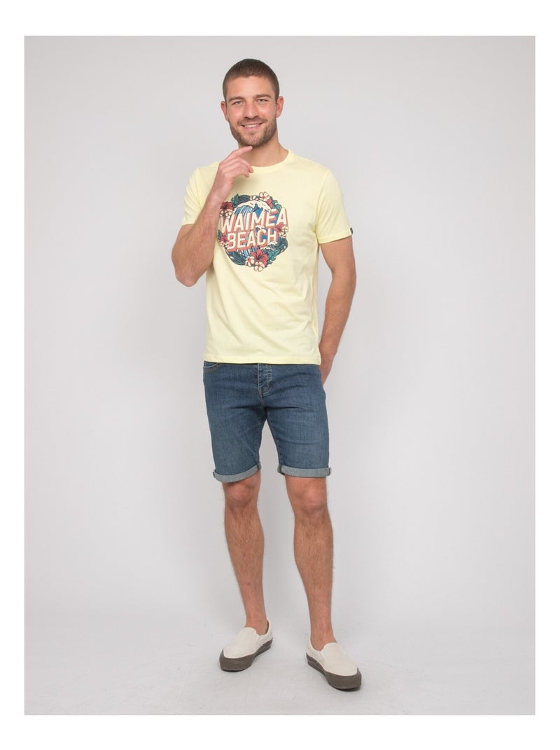 T-shirt cotone con motivi NEWILMO Giallo - Kiabi