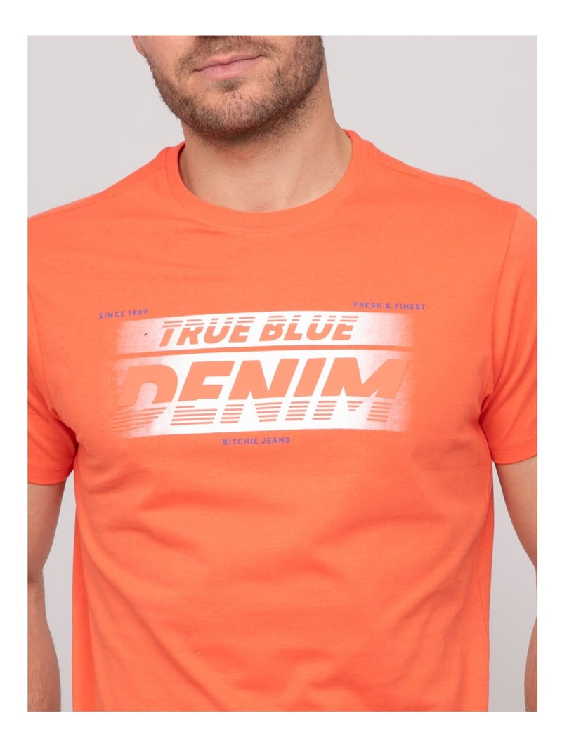 T-shirt cotone con motivi NOLOUP Arancione corallo - Kiabi