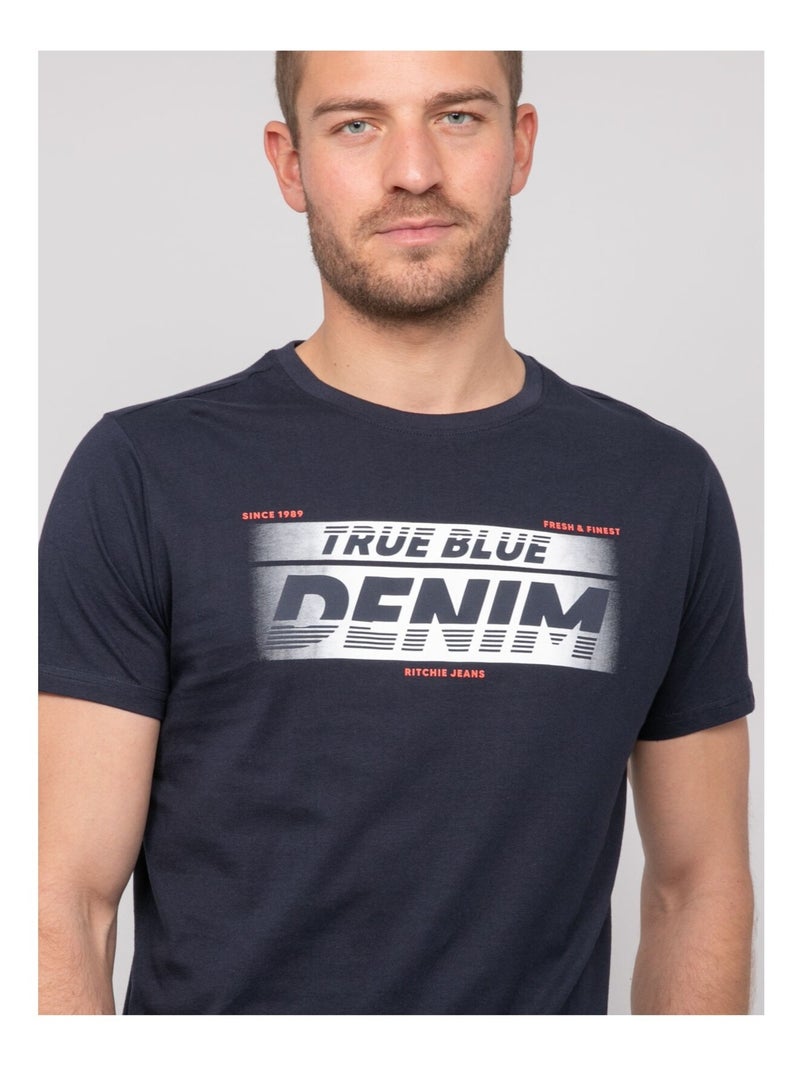 T-shirt cotone con motivi NOLOUP Blu marino - Kiabi