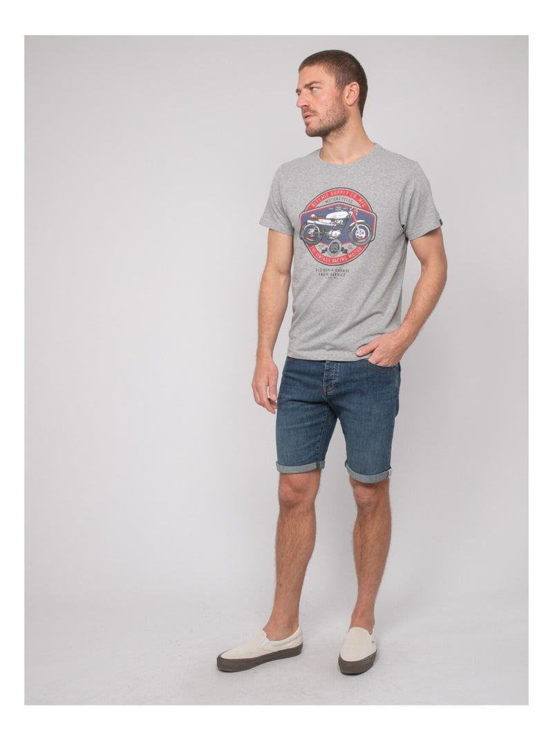 T-shirt cotone con motivi NOLRIXI Grigio melangiato - Kiabi