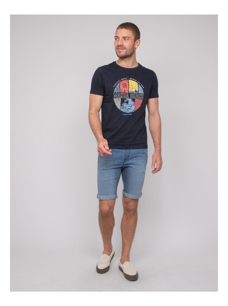 T-shirt cotone con motivi NORDOIT Blu marino - Kiabi