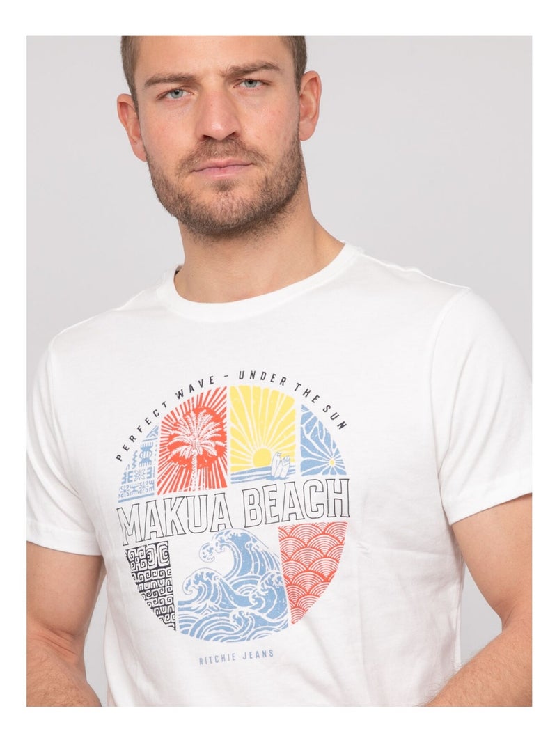 T-shirt cotone con motivi NORDOIT Ecru - Kiabi