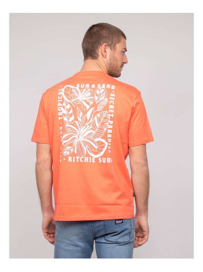 T-shirt cotone con motivi NORIPAC Arancione corallo - Kiabi