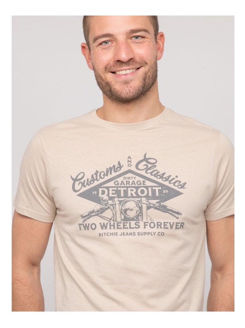 T-shirt cotone con motivi NOUPARIX Beige - Kiabi