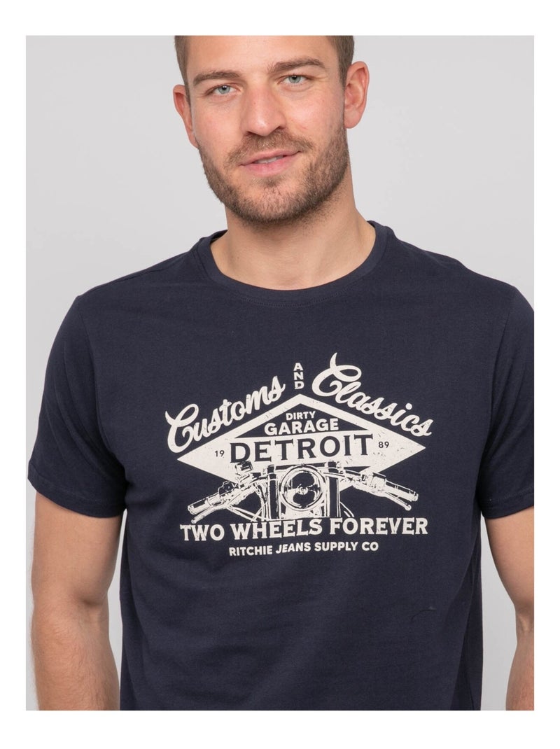 T-shirt cotone con motivi NOUPARIX Blu marino - Kiabi