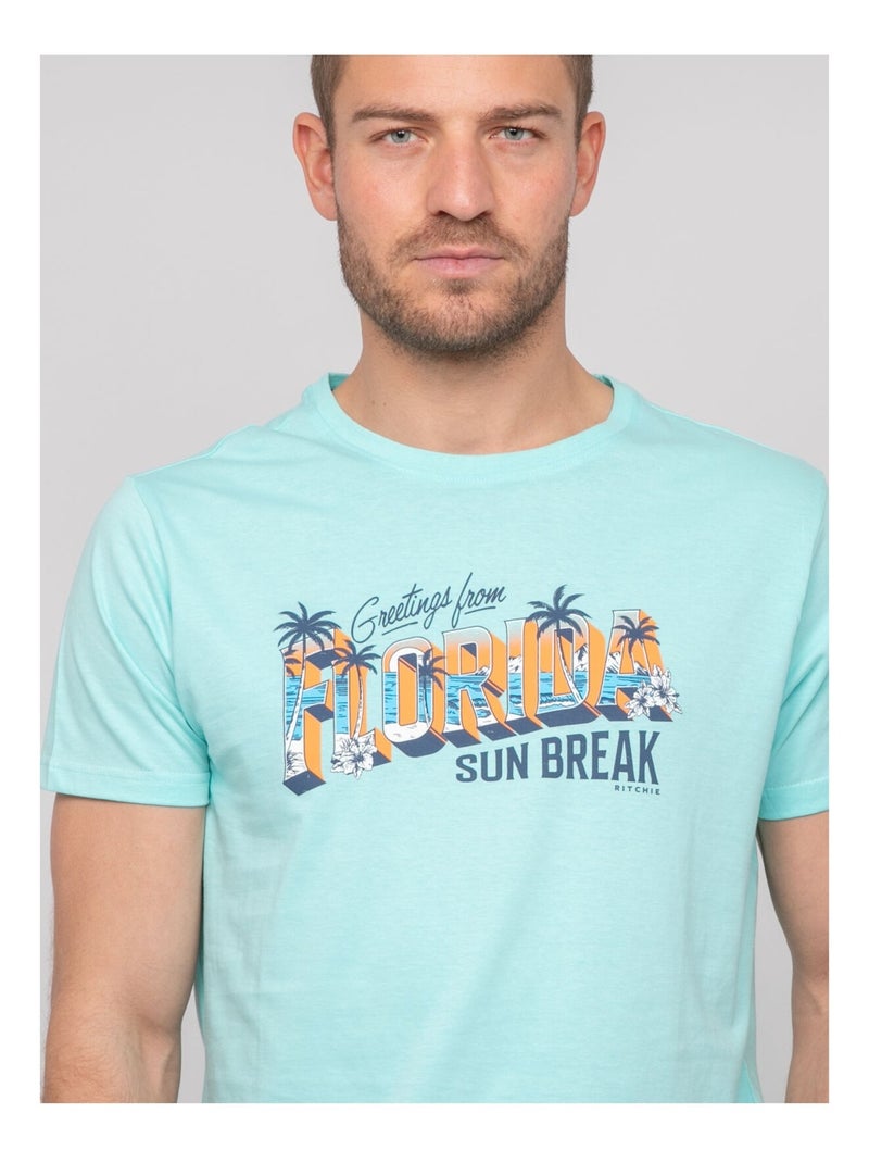 T-shirt cotone con motivi NOURITO Blu cielo - Kiabi