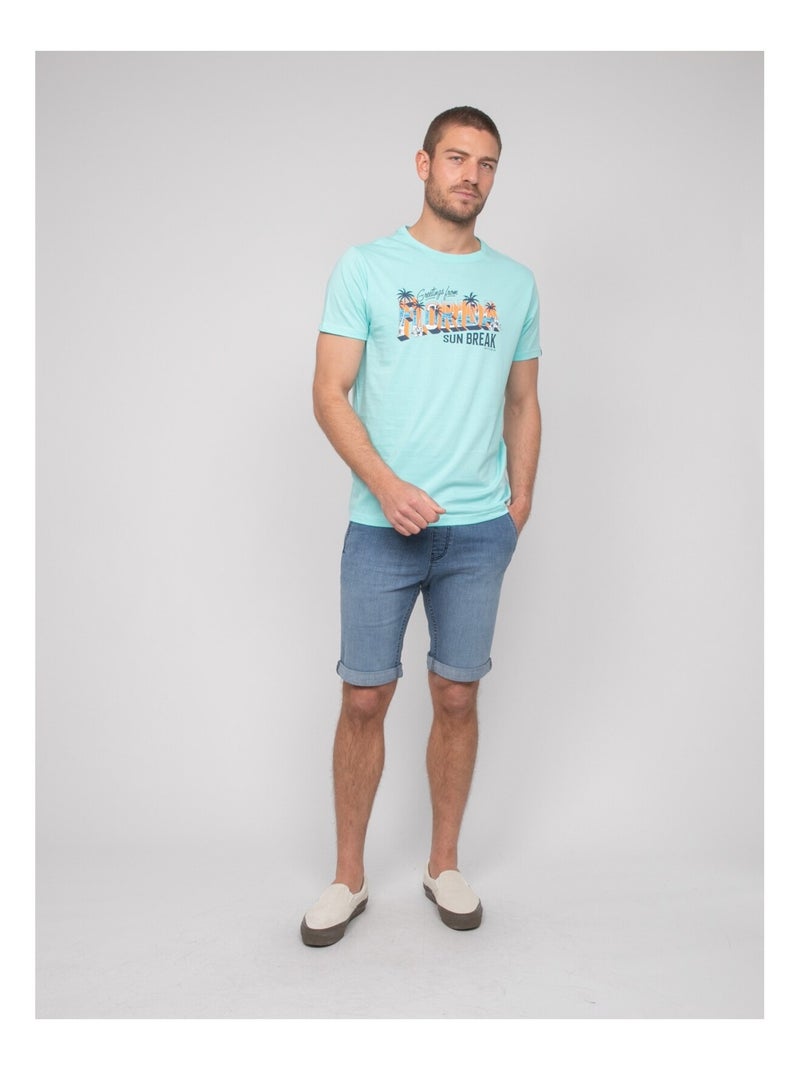 T-shirt cotone con motivi NOURITO Blu cielo - Kiabi