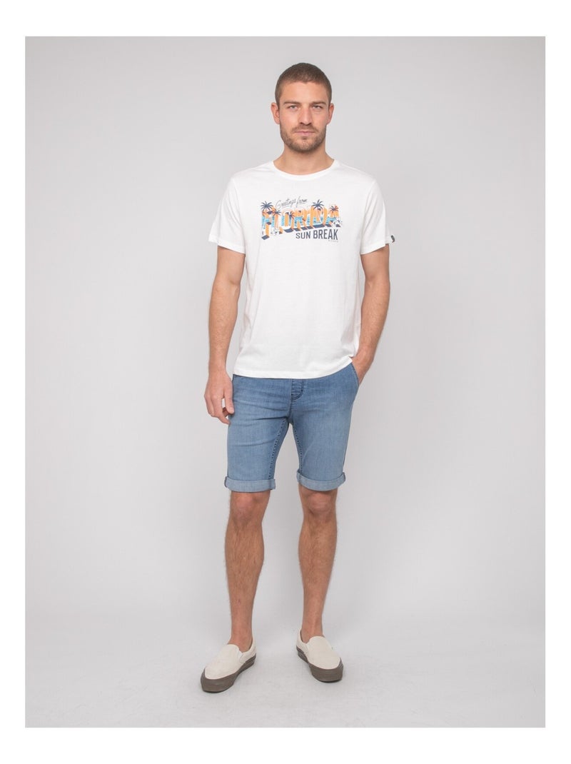 T-shirt cotone con motivi NOURITO Ecru - Kiabi