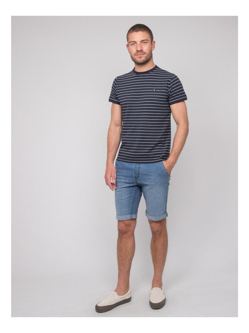 T-shirt cotone sottili righe marinière NANOROUL Blu marino - Kiabi